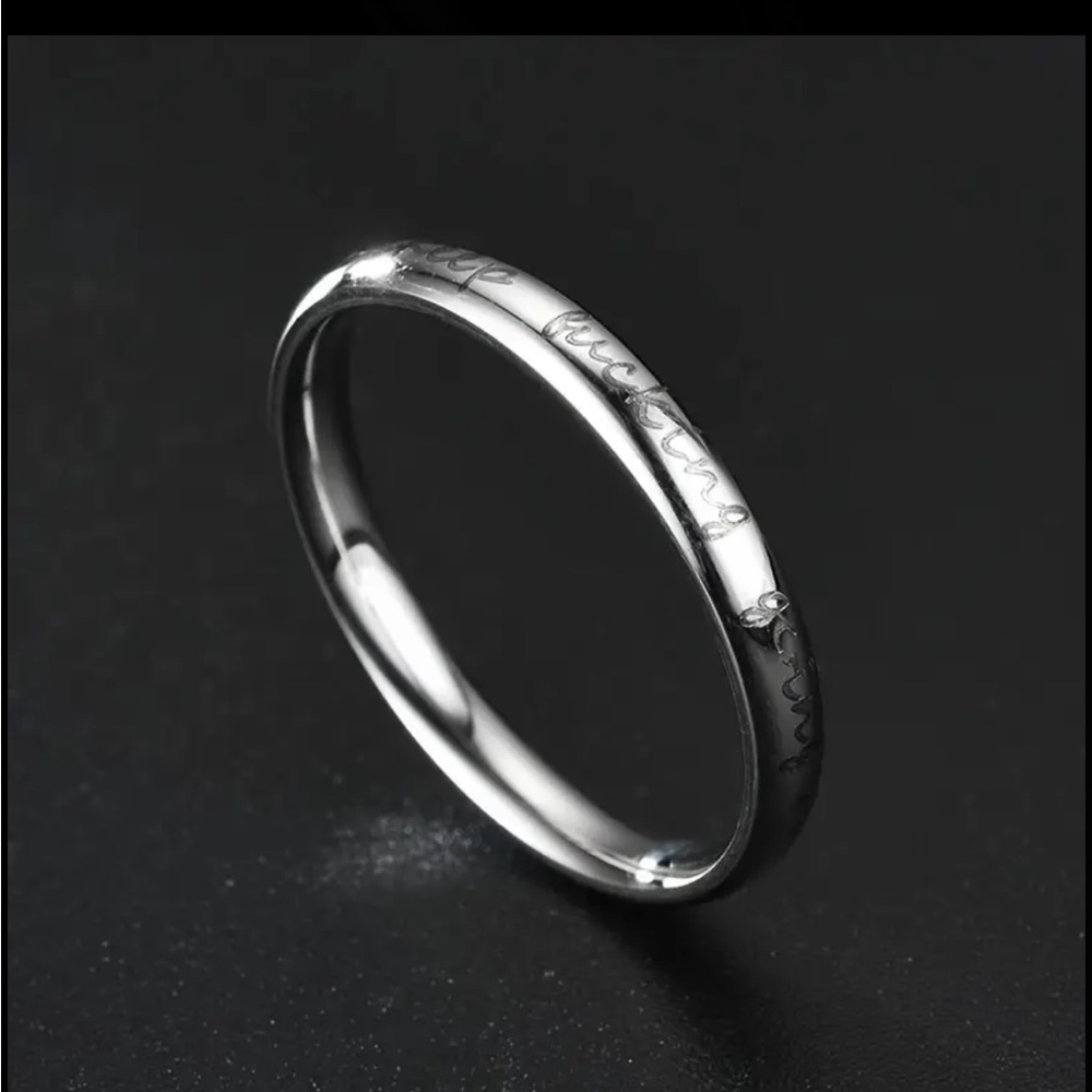 Stainless Steel Ring Inspirational Silver Ring Keep f n going - Picture 3 of 4